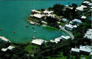 Paget, Bermuda  GLENCOE~SALT KETTLE Bird's Eye View LARGE HOMES~BOATS  Postcard