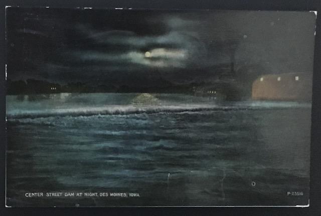 Center Street Dam at Night Des Moines Iowa 1915 The Valentine Souvenir Co