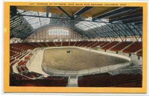 Coliseum Interior Ohio State Fair Grounds Columbus OH linen postcard