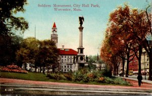 Massachusetts Worcester City Hall Park Soldiers Monument