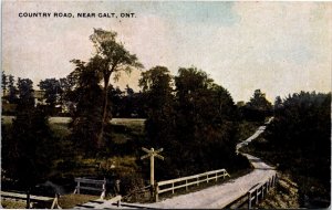 Postcard Ontario Country Road near Galt Railroad Crossing Warwick Bros ~1907 K83