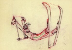 Goofy The Art Of Skiing WW2 Cartoon Walt Disney Art Painting Postcard