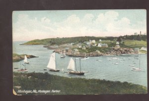 MONHEGAN MAINE MONHEGAN HARBOR SAIBOATS VINTAGE POSTCARD