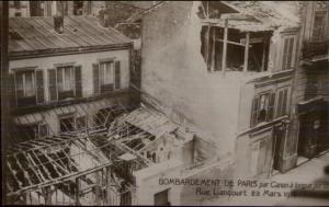 Paris France WWI Bombardment Rue Liancourt Real Photo Postcard