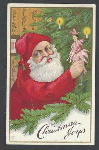 Ca 1914 PPC* Xmas Greetings W/Santa & Clown Doll Embossed Used Not  Posted