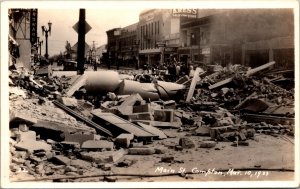 Real Photo Postcard Main Street after 1933 Earthquake in Compton, California