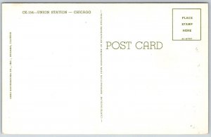 Chicago Illinois 1950s Postcard Union Train Station