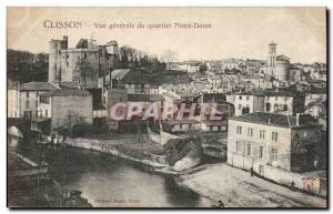 Old Postcard Clisson General view of the Notre Dame