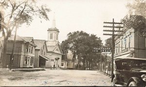 Winterport ME Main Street Telephone Ice Cream Store Church Drug Store RPPC 