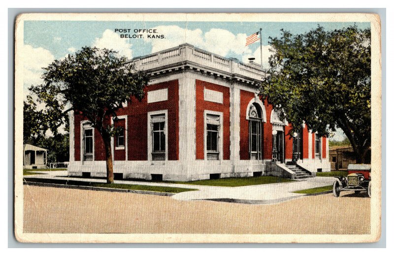 Postcard Post Office Beloit Kans. Kansas Vintage Standard View Card 