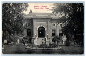 Estherville Iowa IA Postcard Public Library Exterior View Building 1914 Vintage