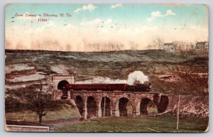 Wheeling West Virginia~Passenger Train Approaching~Tunnel~Bridge~1912 Postcard