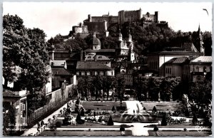 Salzburg Mirabell Garden Palace Austria Real Photo RPPC Postcard