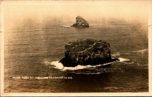 RPPC Rocks off Cape Meanes Tillamook Oregon OR UNP Wesley Andrews Postcard D8