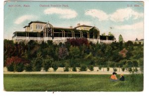 Outlook, Greenhouses, Franklin Park, Boston Massachusetts, Used 1907 Flag Cancel