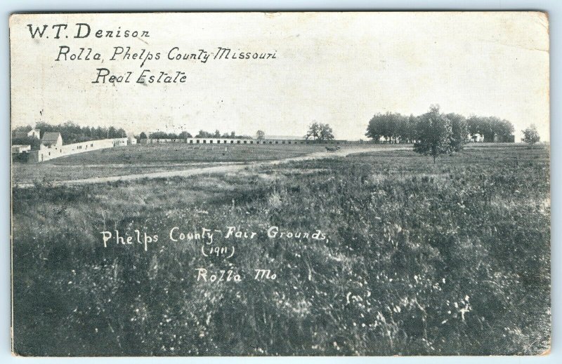 1911 Rolla MO Phelps County Fair Ground Photo Postcard WT Denison Real Estate A8