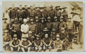 WWI Camp Dix RPPC 310th Infantry Soldiers with The Cook Real Photo Postcard L10