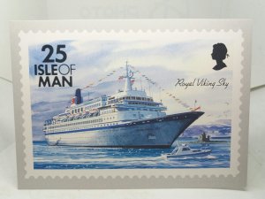 Royal Viking Sky Isle of Man Ship Stamp 1993 Vintage Postcard