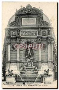 Paris - 4 - La Fontaine Saint Michel - Old Postcard