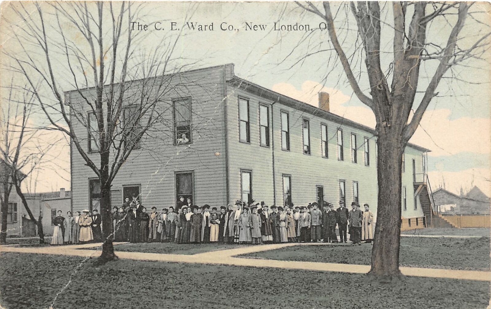 F23/ New London Ohio Postcard 1912 The C.E. Ward Company Factory