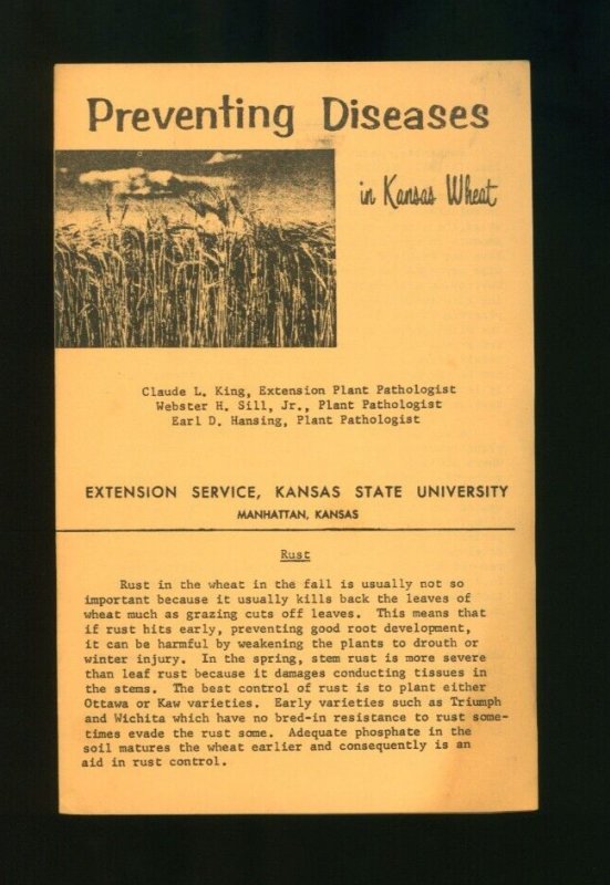 Preventing Diseases In Kansas Wheat KSU Extension Manhattan KS Vintage 1963