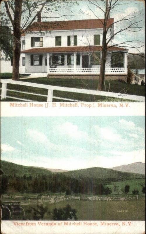 Minerva NY From Veranda of Mitchell House c1910 Postcard