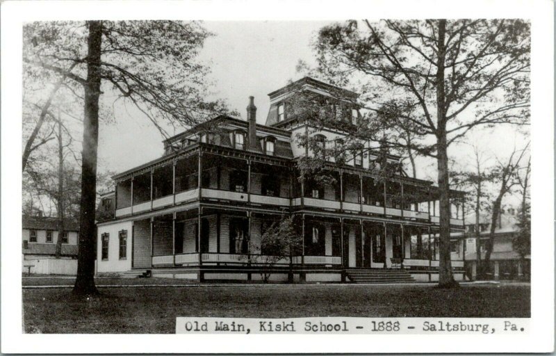 Saltsburg Pennsylvania RPPC Postcard Old Main Kiski School 1888 View NZ