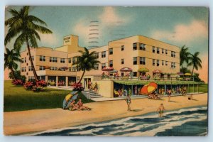 Miami Beach Florida Postcard New Surf Hotel Surfside Ocean c1948 Vintage Antique