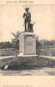 MINUTE MAN Concord, MA American Revolutionary War Statue c1900s Vintage Postcard