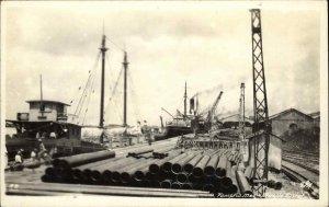 Docks Ships Shipping Tampico Mexico c1920 Real Photo Postcard