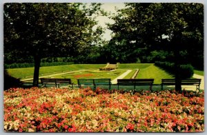 Aurora Illinois 1960s Postcard Sunken Gardens Phillips Park