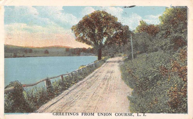 Union Course New York Waterfront Roadway Greeting Antique Postcard K68435