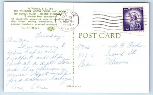 VICTORIA, B.C. Canada ~ Roadside WINDSOR MOTOR COURT MOTEL 1960  Postcard