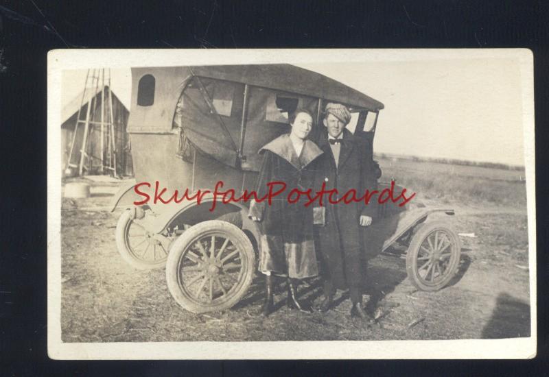 RPPC ANTIQUE VINTAGE FORD MODEL T CAR AUTOMOBILE FARM REAL 