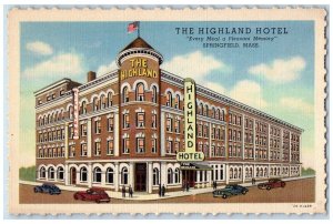 The Highland Hotel Building Springfield Massachusetts MA Advertising Postcard