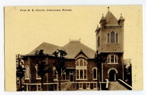 Cherryvale Kansas First M. E. Church Vintage Postcard Standard View Card