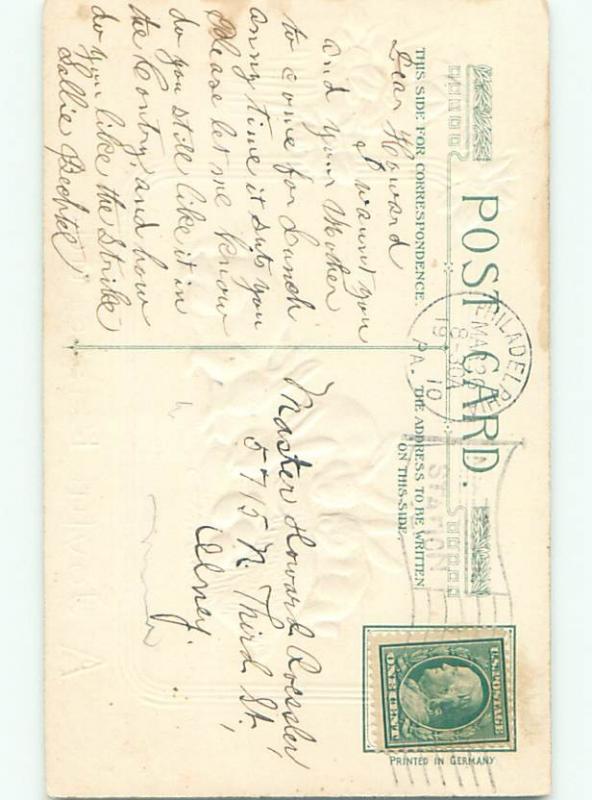 Divided-Back EASTER BUNNY RABBIT SCENE Cute Postcard AA1160