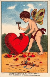 H95/ Valentine's Day Love Holiday Postcard c1910 Cupid Broken Heart 158