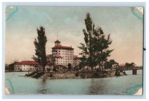 1920's Broadmoor Hotel Lake Colorado Springs Hand Colored Postcard P141