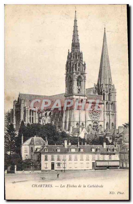 Postcard Old Chartres The Arrows of the Cathedral