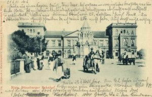 latvia russia, RIGA, Dünaburger Bahnhof, Railway Station (1901) Postcard