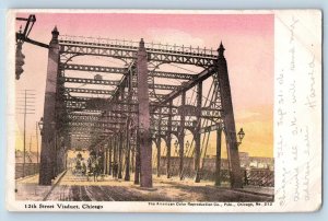 Chicago Illinois Postcard 12th Street Viaduct Bridge Horse Carriage 1908 Vintage