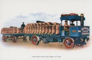 Leyland Liverpool Sugar Lorry Steam Wagon & Trailer Postcard