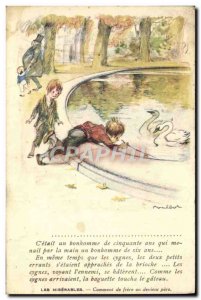 Old Postcard Les Miserables Victor Hugo Victor Hugo Swans