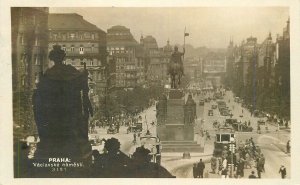 Postcard RPPC Photo 1929 Prague Czech Republic Trolley 22-13203