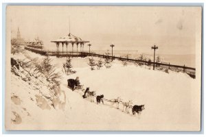 Quebec Canada Postcard Dog Sled Train Winter c1910 Antique RPPC Photo