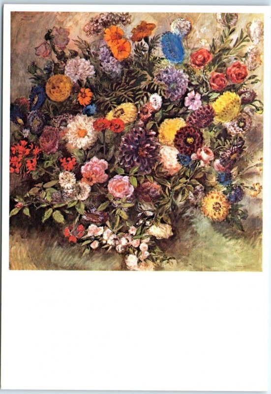 Postcard - Bouquet of flowers By Eugène Delacroix, Louvre Museum - Paris, France