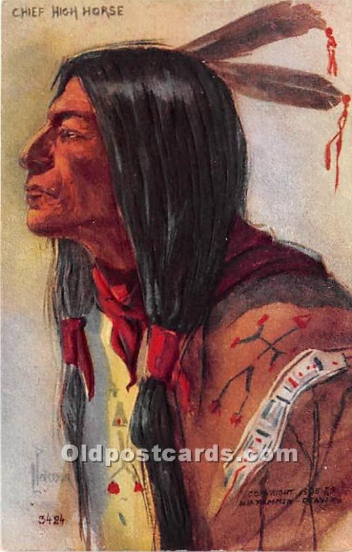 Chief High Horse by L Peterson Indian Unused 