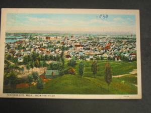 TRAVERSE CITY MICH View from Hills c1920 Postcard
