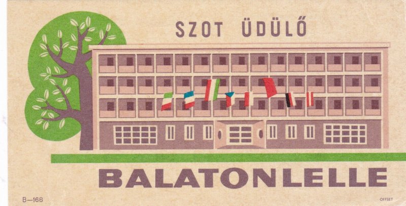 Hungary Balatonlelle Hotel Szot Udulo Vintage Luggage Label sk3818